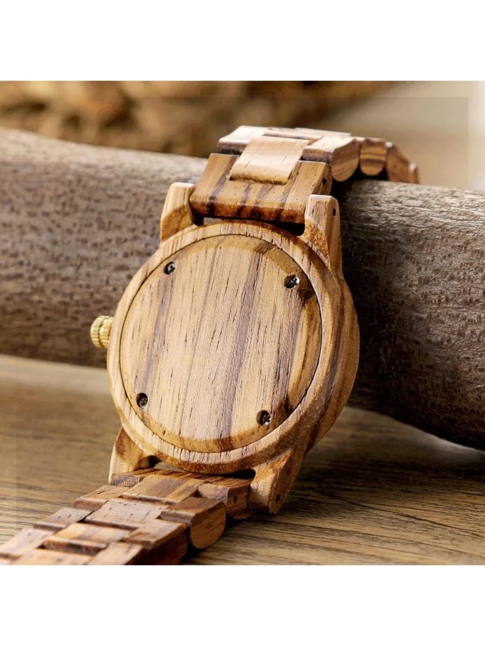 Mens All Brown Analog Unisex Natural Handmade Adjustable Waterproof Wooden Watch